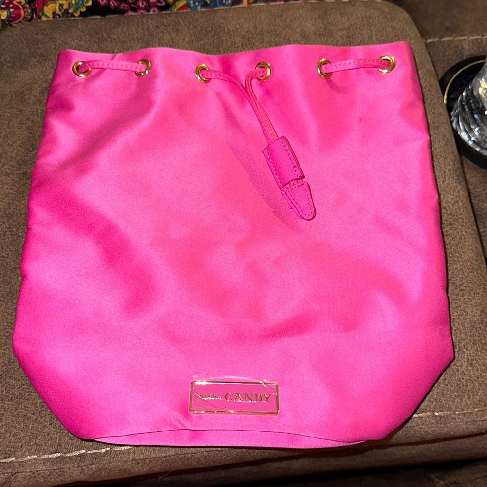 Hot pink Prada drawstring bag